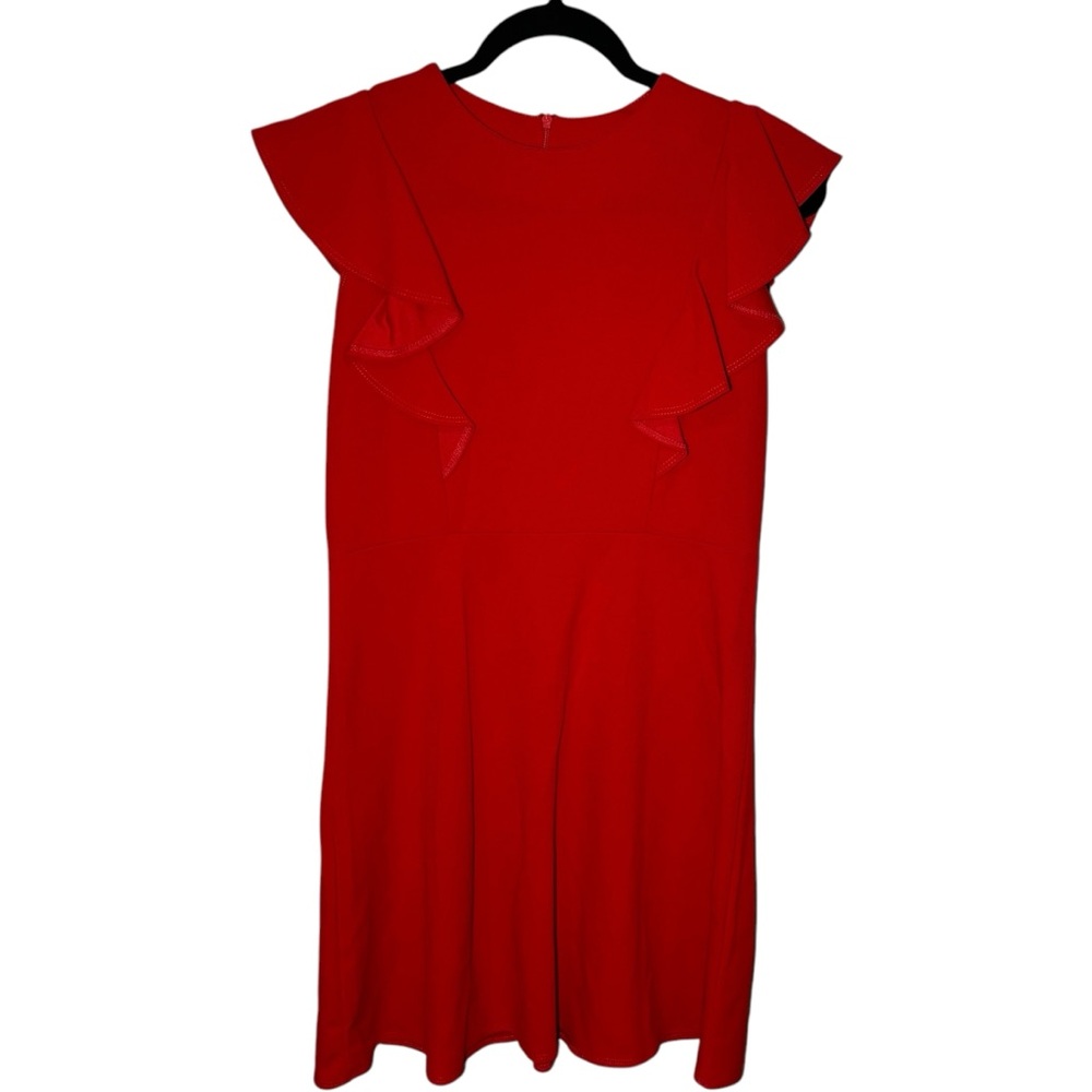 2HEARTS Women's Medium Ruffle Sleeve A-Line Mini‎ Dress Red Flutter